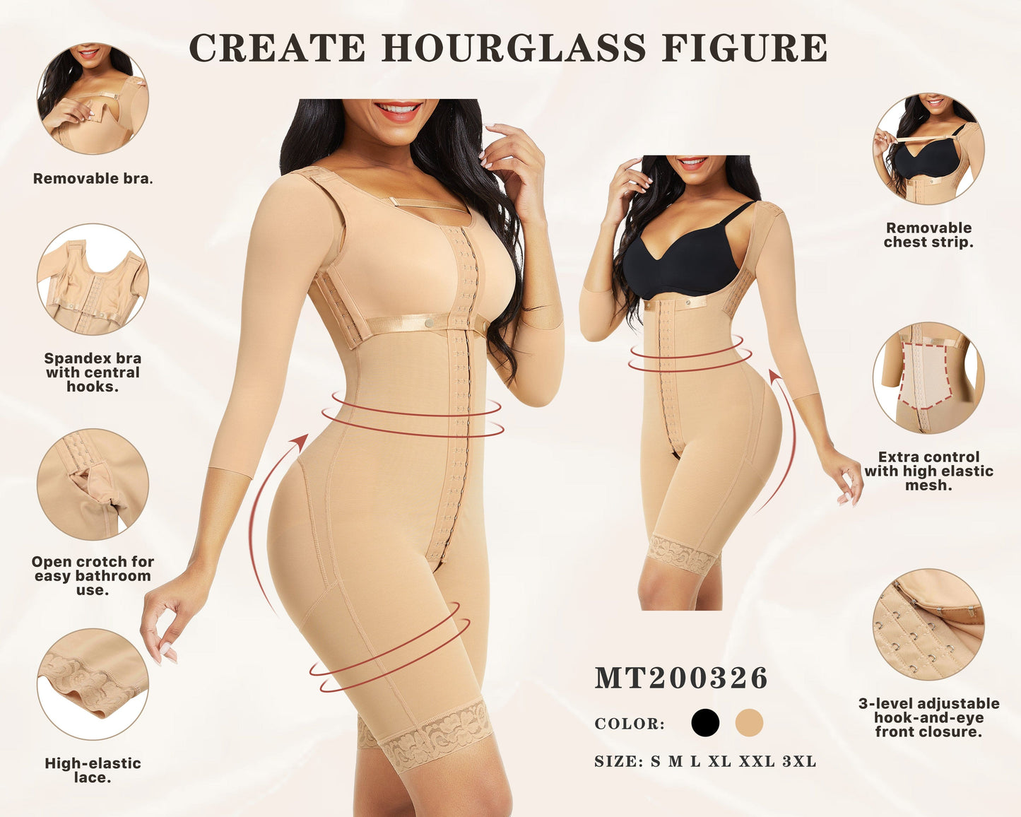 COLOMBIAN FULL COVERAGE FAJA-(MID LENGTH) BEIGE