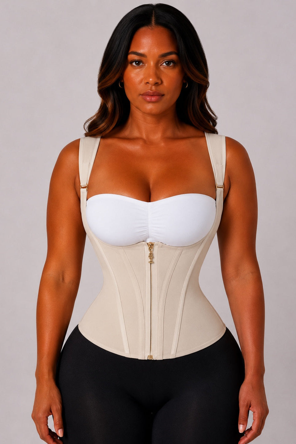 COLOMBIAN FIRM SCULPT DOUBLE COMPRESSION UNDERBUST VEST | BEIGE