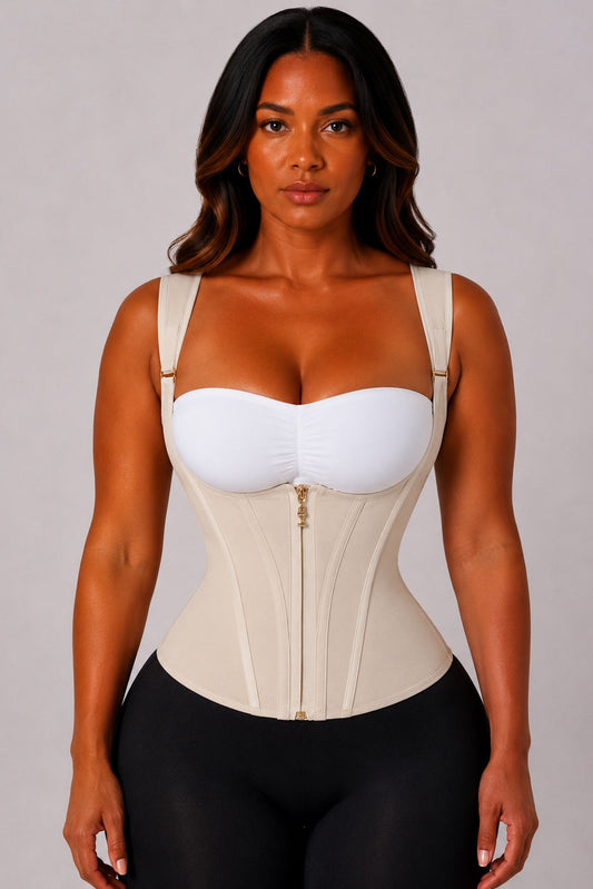 COLOMBIAN FIRM SCULPT DOUBLE COMPRESSION UNDERBUST VEST | BEIGE