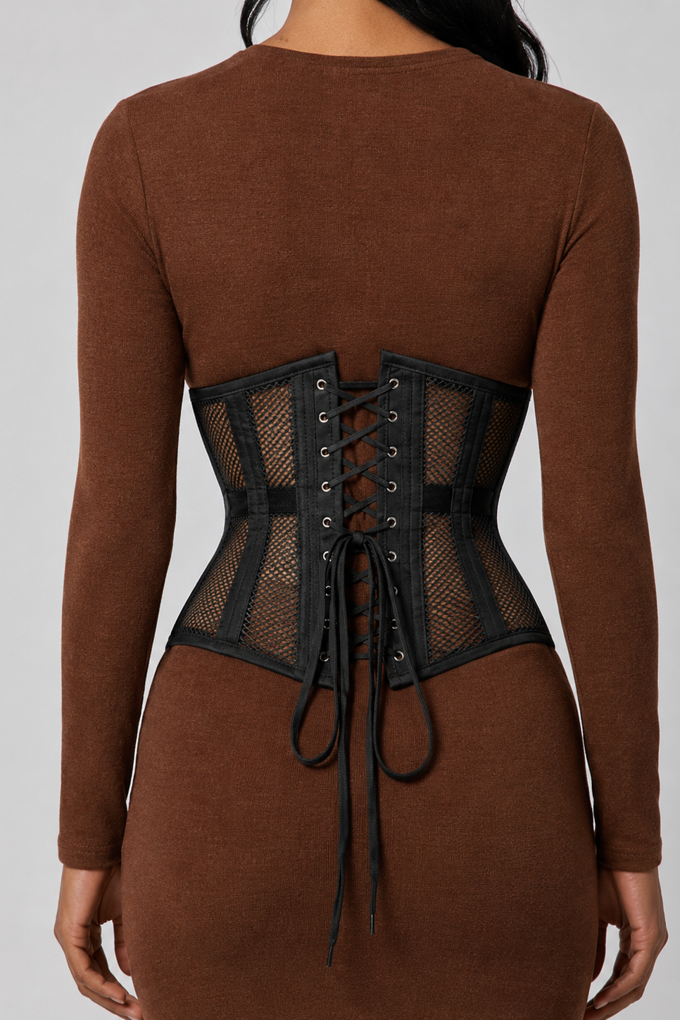 MESH STEEL BONED HOURGLASS CORSET