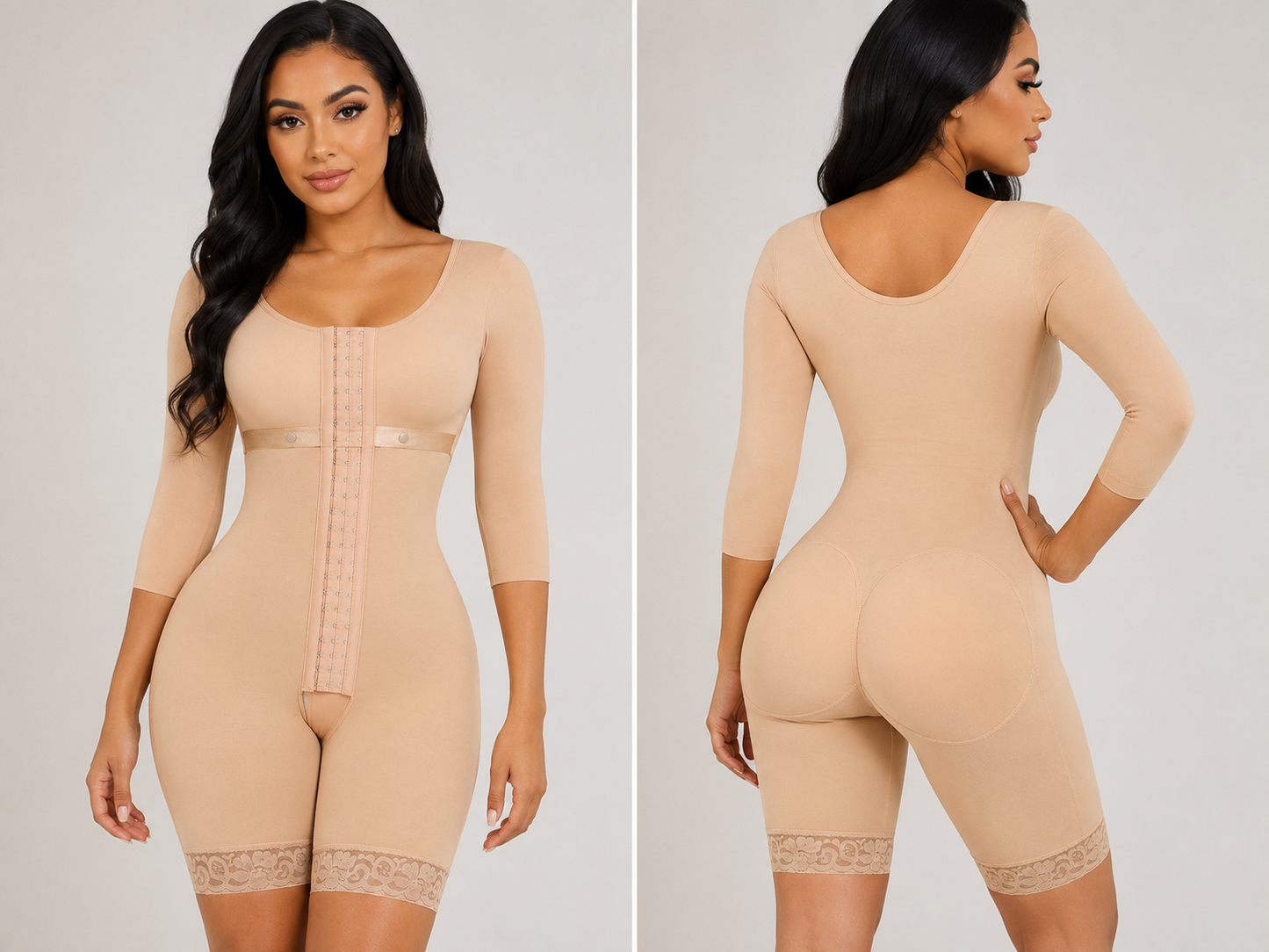 COLOMBIAN FULL COVERAGE FAJA-(MID LENGTH) BEIGE