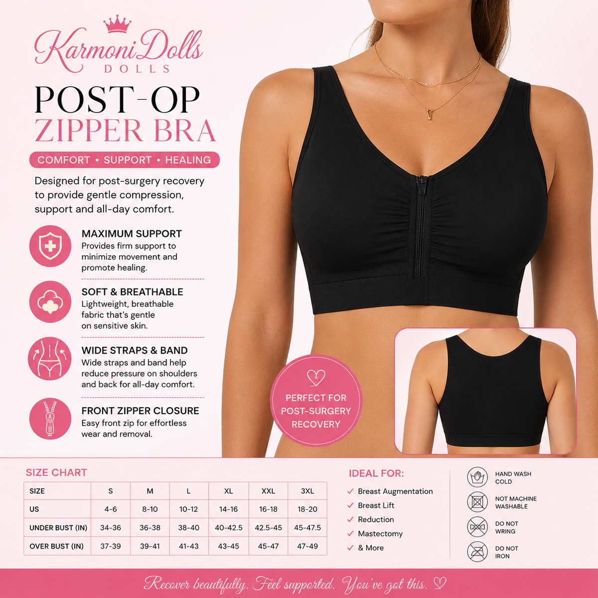 POST OP BRA|ZIPPER