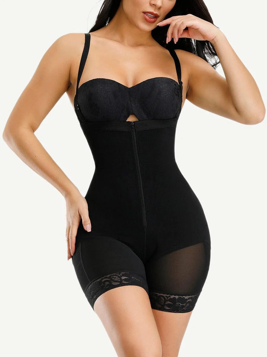 DETACHABLE STRAP FAJA| MIDDLE ZIPPER|BLACK