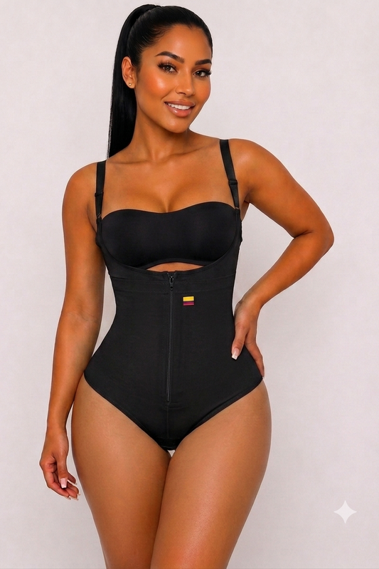 ZIPPER BODYSUIT|UNDERBUST| BLACK