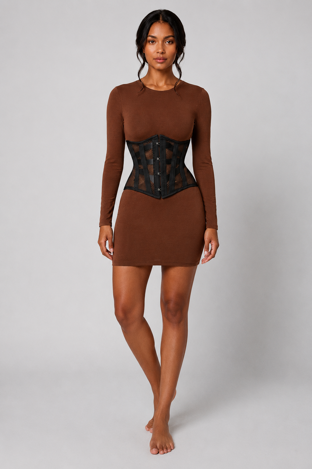 MESH STEEL BONED HOURGLASS CORSET