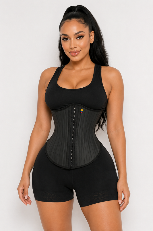 LATEX HIGH FRONT LOW BACK WAIST TRAINER |HOOKS