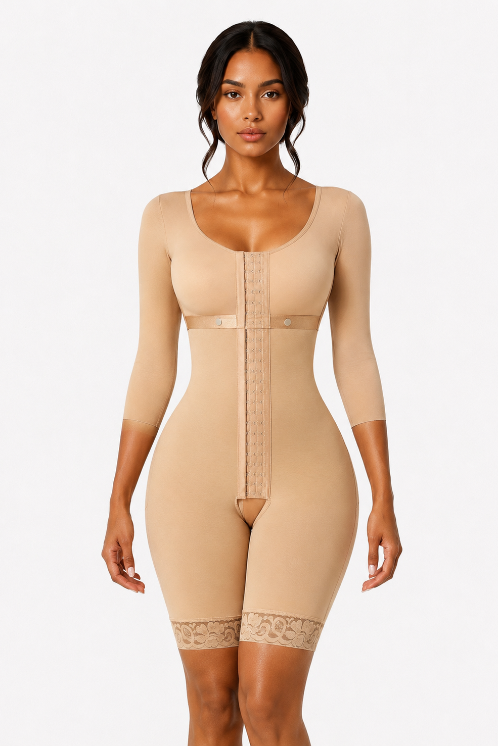 COLOMBIAN FULL COVERAGE FAJA-(MID LENGTH) BEIGE