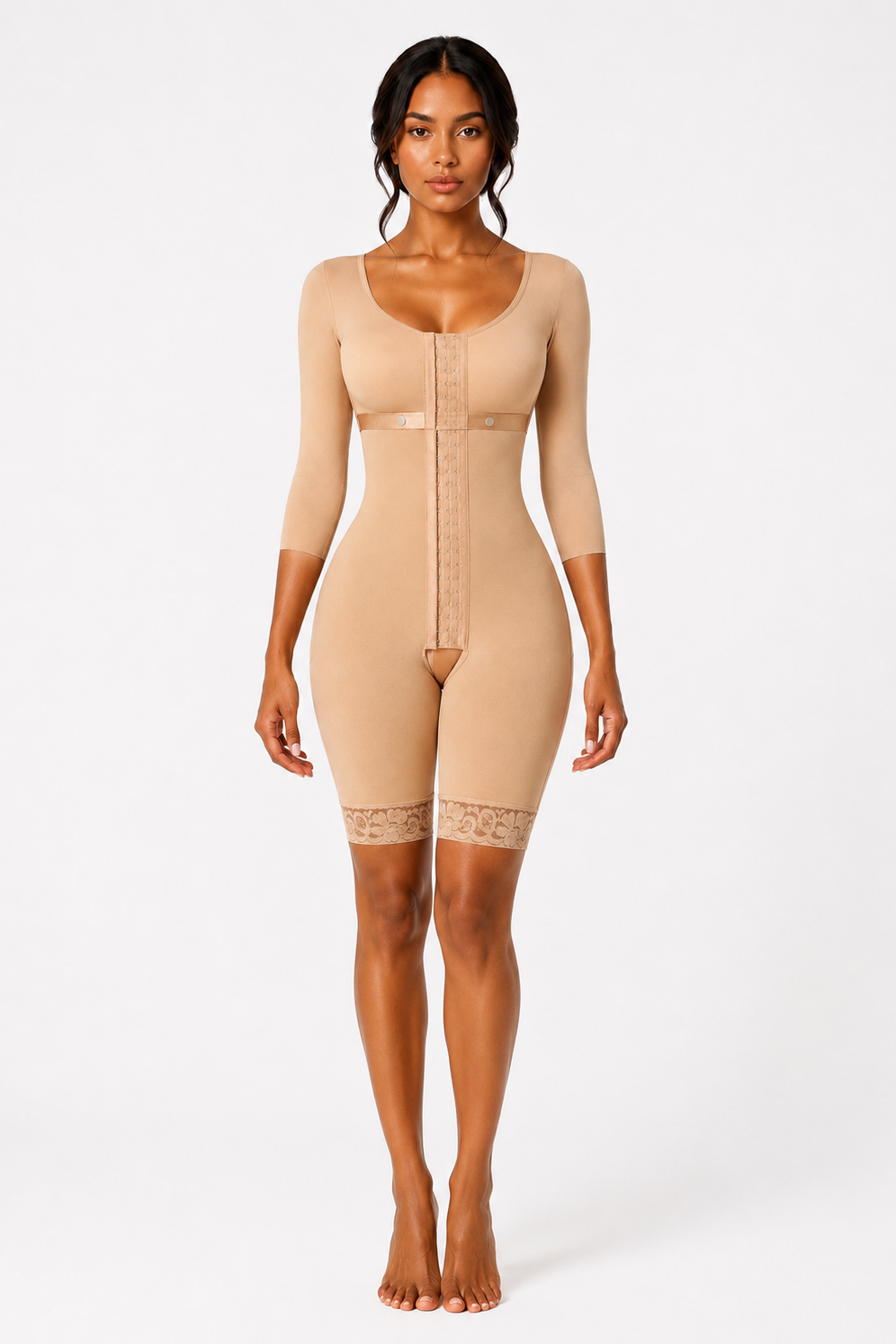 COLOMBIAN FULL COVERAGE FAJA-(MID LENGTH) BEIGE