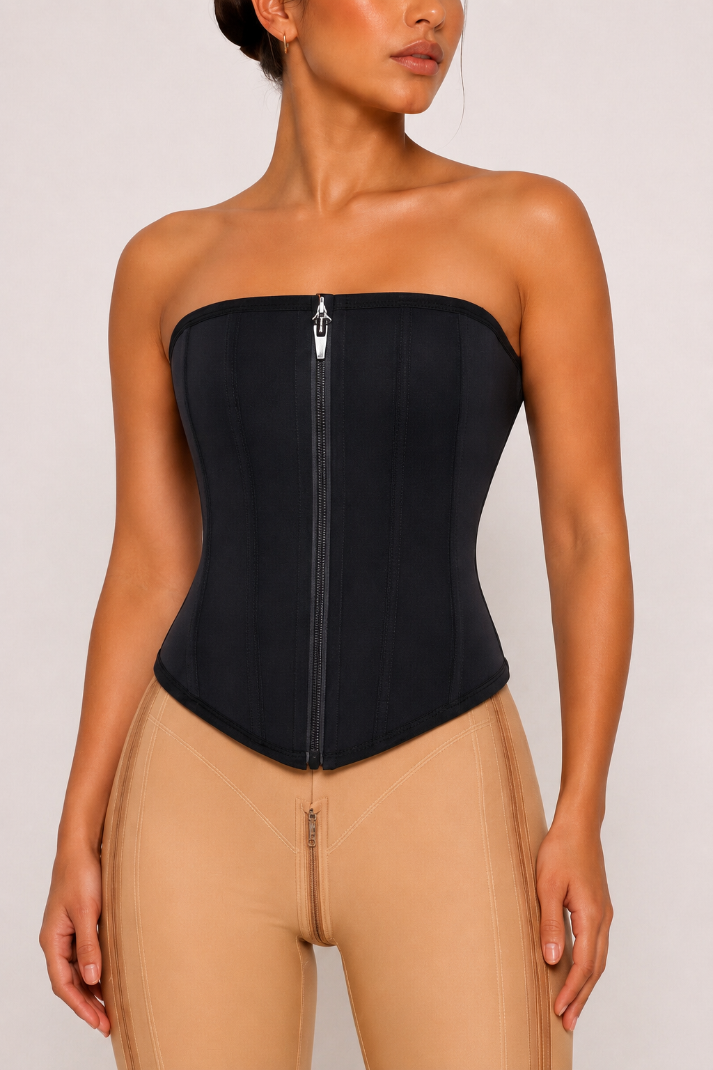 CLASSIC BLACK ZIP-UP WAIST TRAINER