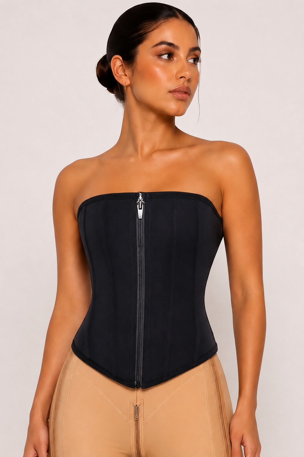CLASSIC BLACK ZIP-UP WAIST TRAINER