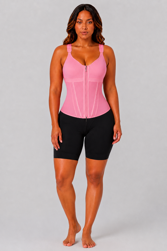COLOMBIAN FULL BUST SOFT SCULPT WAIST TRAINER VEST | PINK