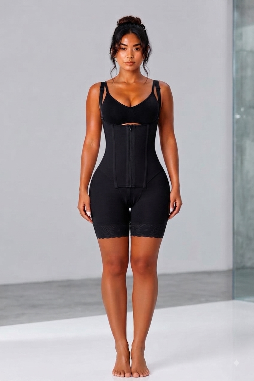 DETACHABLE STRAP DOUBLE COMPRESSION FAJA|BLACK
