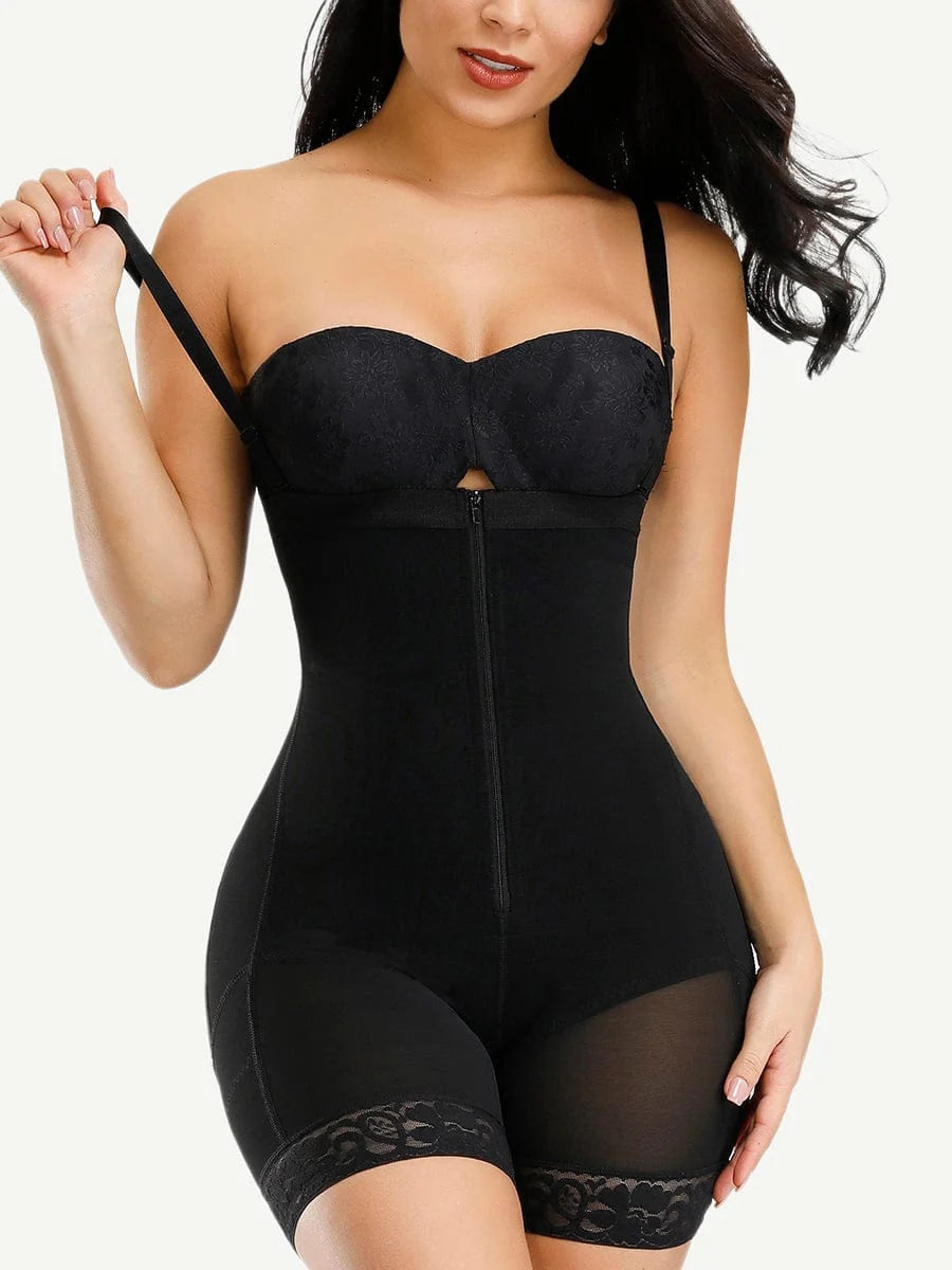 DETACHABLE STRAP FAJA| MIDDLE ZIPPER|BLACK
