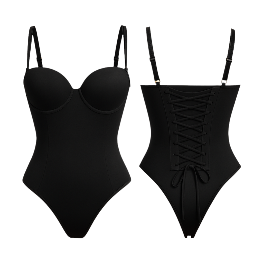 LUXE LACE-UP SCULPTING BODYSUIT(THIN STRAPS)