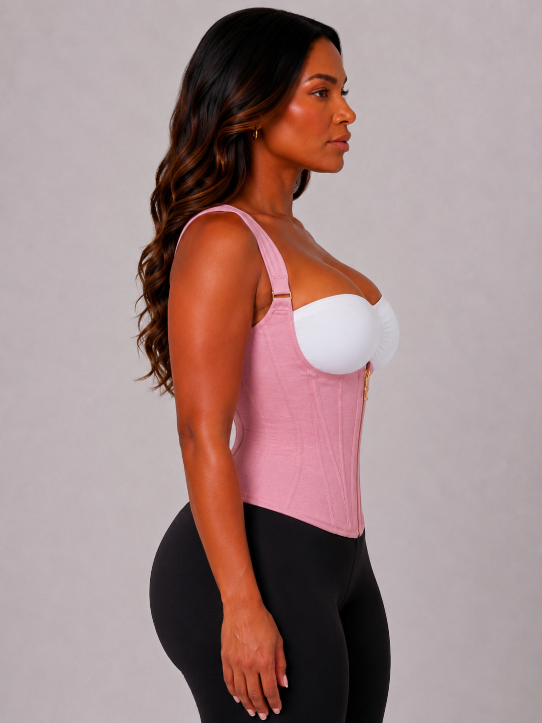 COLOMBIAN FIRM SCULPT DOUBLE COMPRESSION UNDERBUST VEST | PINK