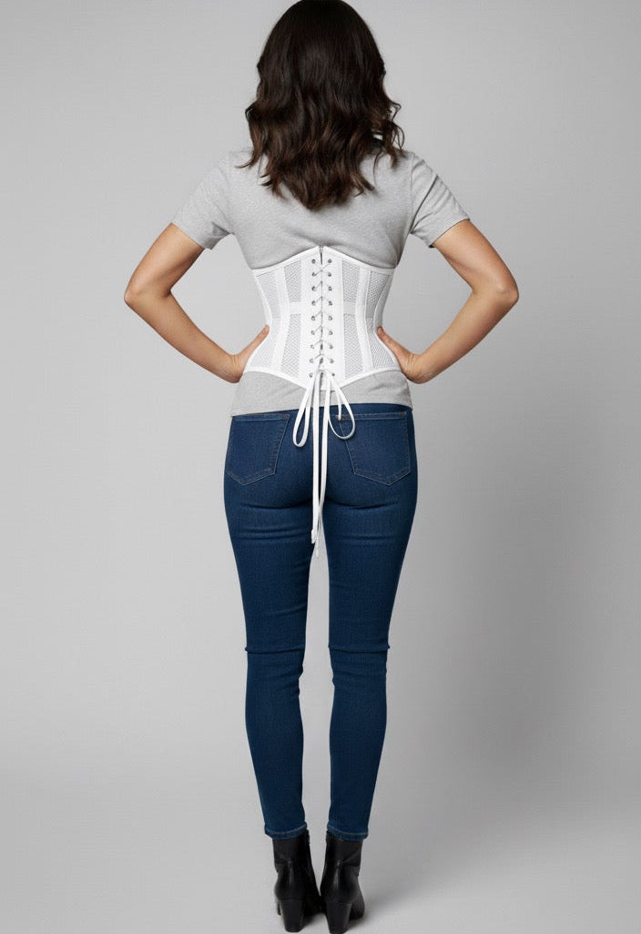 MESH STEEL BONED HOURGLASS CORSET