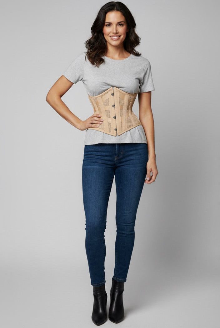 MESH STEEL BONED HOURGLASS CORSET