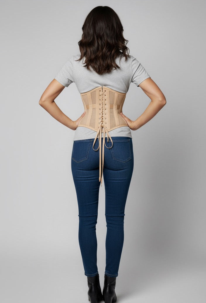 MESH STEEL BONED HOURGLASS CORSET