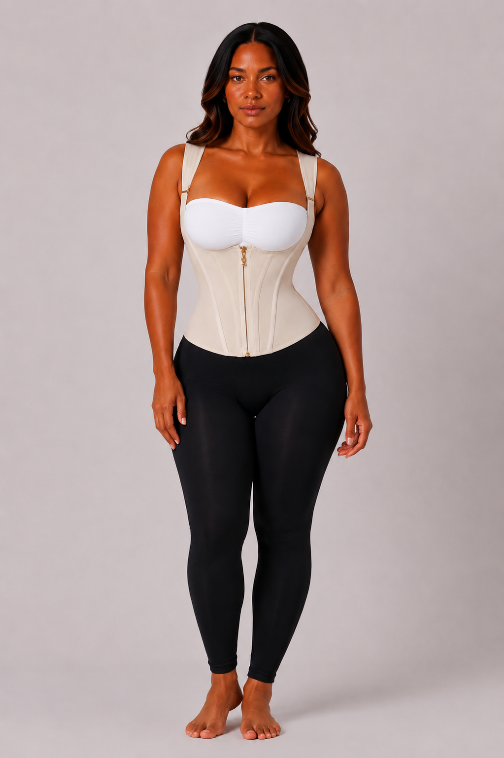 COLOMBIAN FIRM SCULPT DOUBLE COMPRESSION UNDERBUST VEST | BEIGE