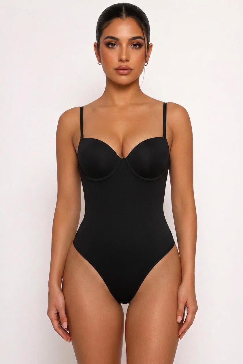 LUXE LACE-UP SCULPTING BODYSUIT(THIN STRAPS)