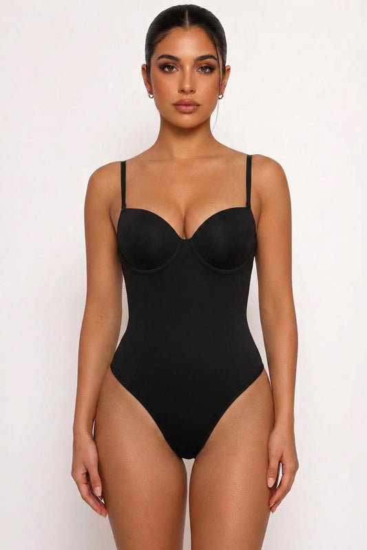 LUXE LACE-UP SCULPTING BODYSUIT(THIN STRAPS)