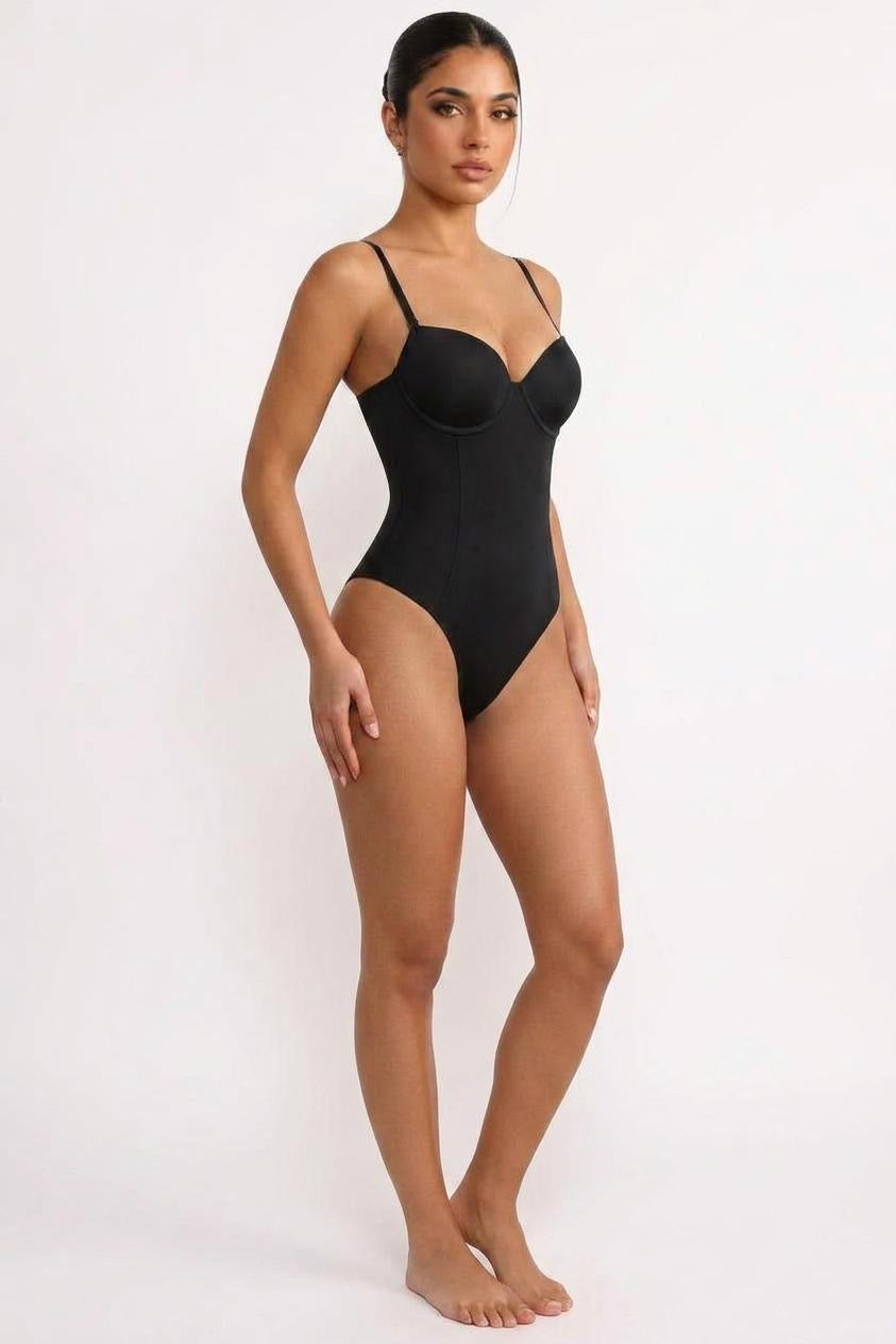 LUXE LACE-UP SCULPTING BODYSUIT(THIN STRAPS)