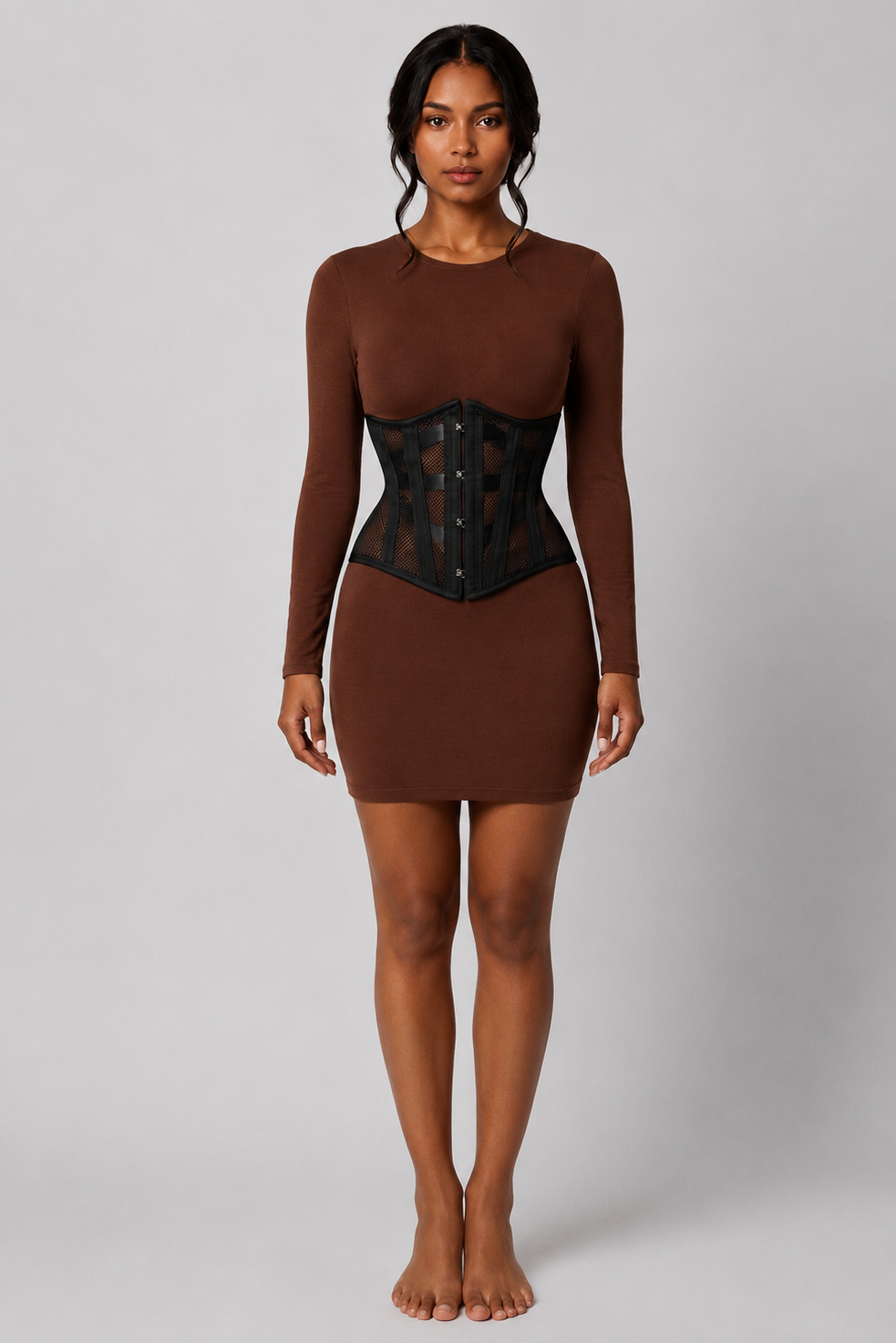 MESH STEEL BONED HOURGLASS CORSET