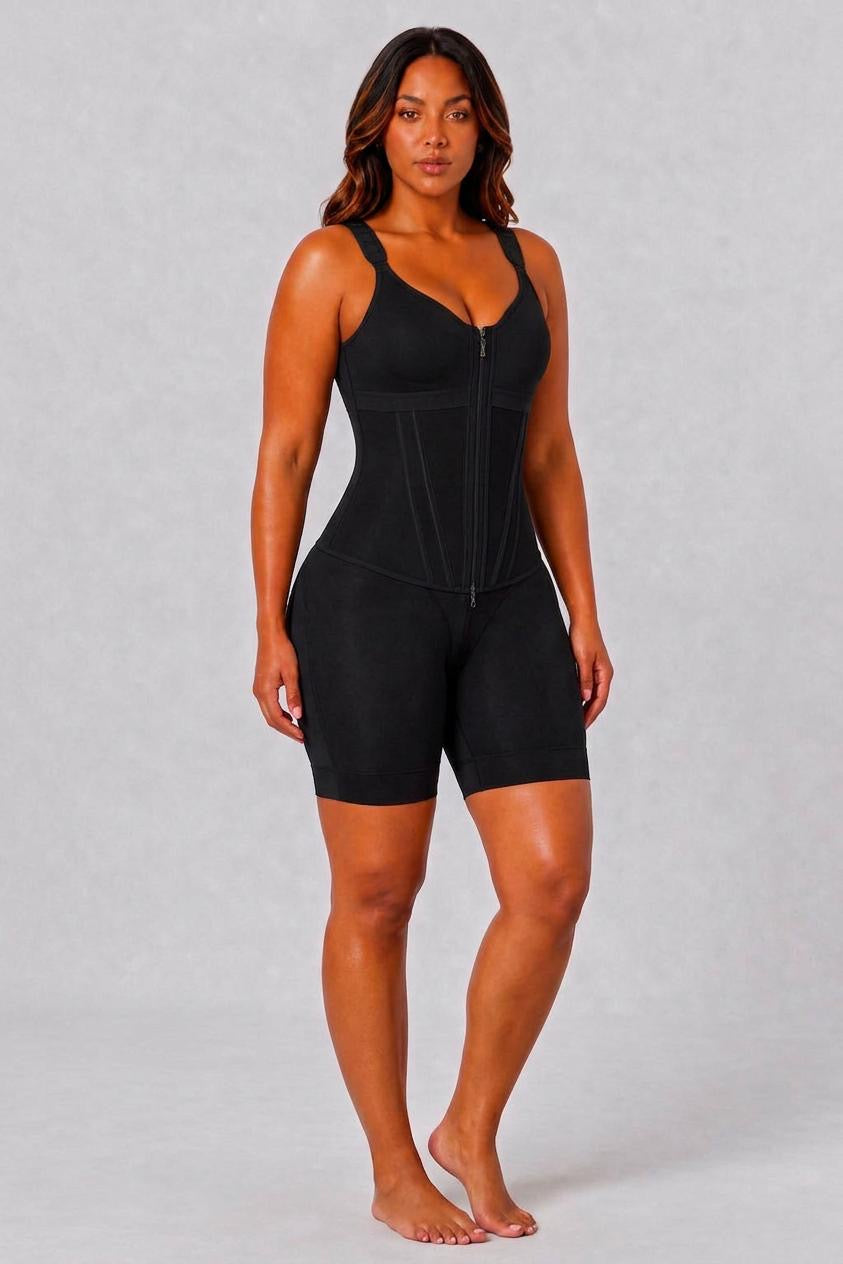 COLOMBIAN FULL BUST SOFT SCULPT WAIST TRAINER VEST | BLACK