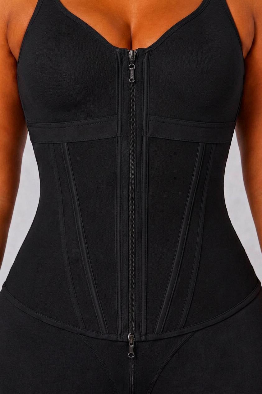 COLOMBIAN FULL BUST SOFT SCULPT WAIST TRAINER VEST | BLACK