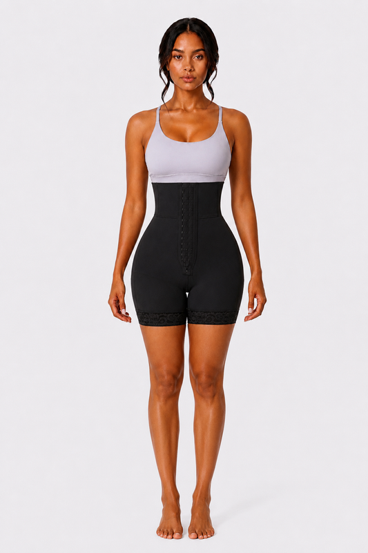 THICK WAIST BAND BBL SHORTS | BLACK