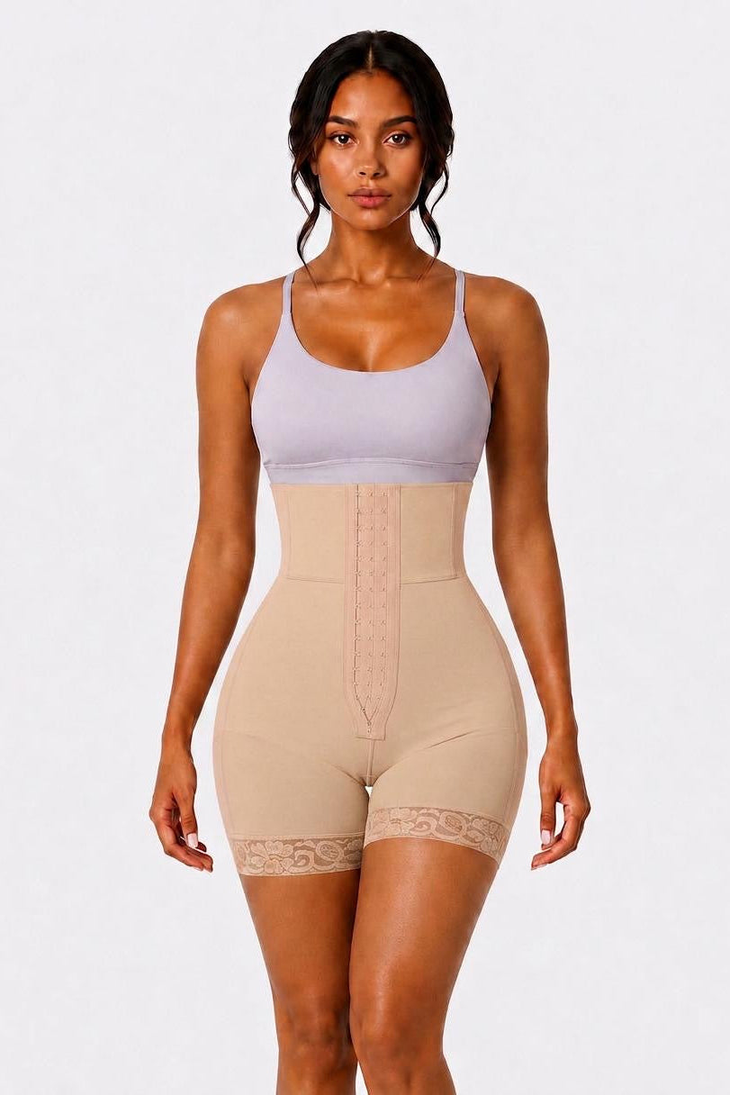 THICK WAIST BAND BBL SHORTS | BEIGE