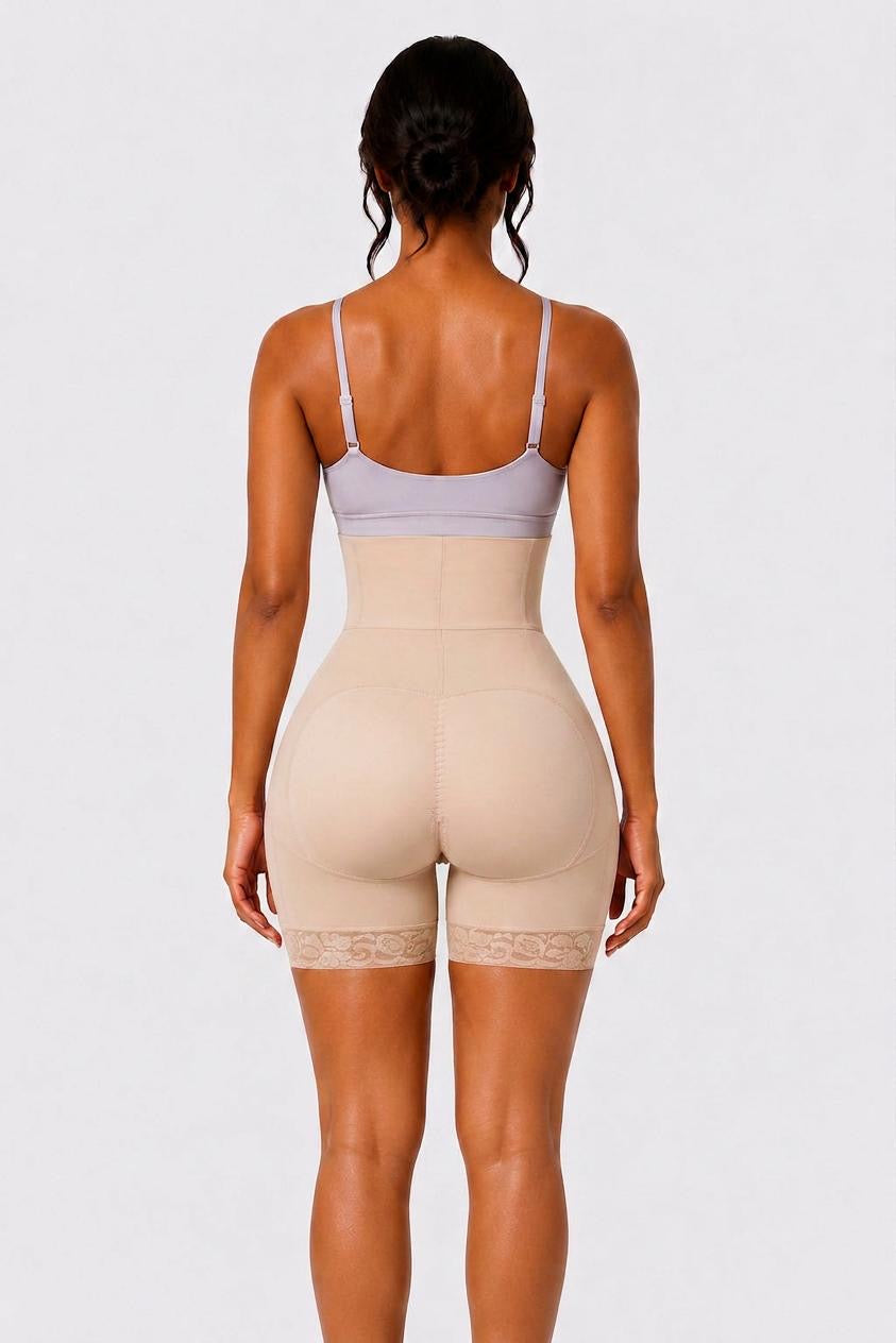 THICK WAIST BAND BBL SHORTS | BEIGE