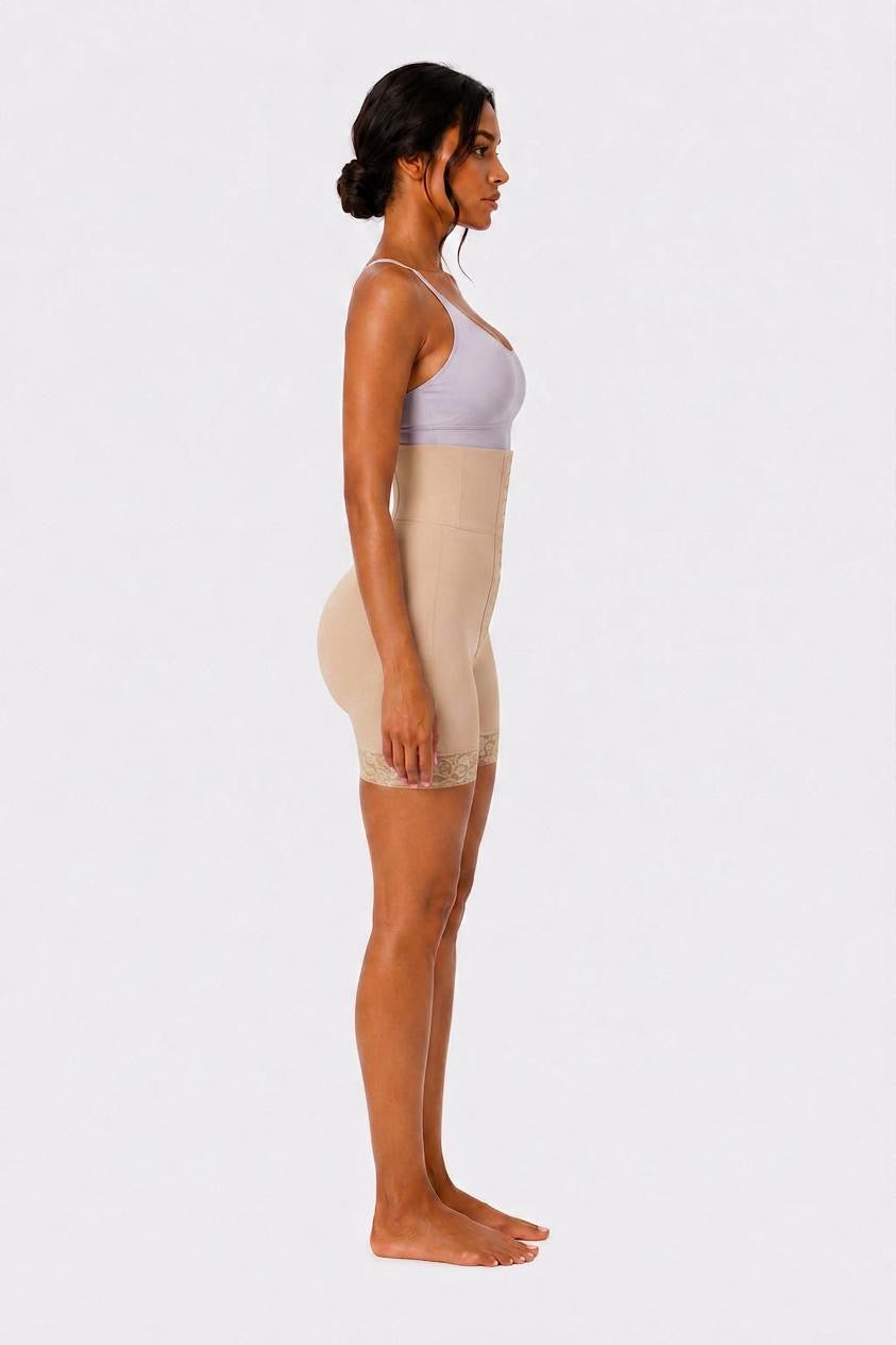 THICK WAIST BAND BBL SHORTS | BEIGE