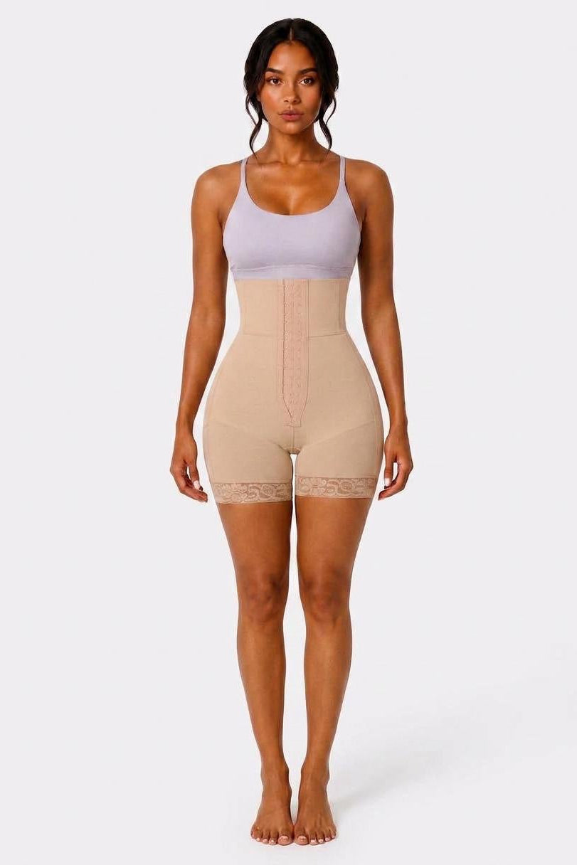 THICK WAIST BAND BBL SHORTS | BEIGE