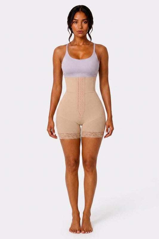THICK WAIST BAND BBL SHORTS | BEIGE