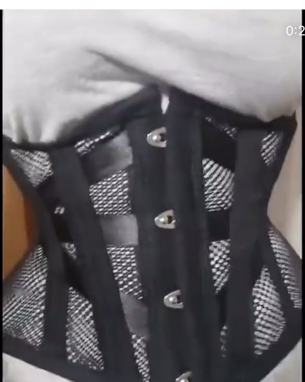 MESH STEEL BONED HOURGLASS CORSET